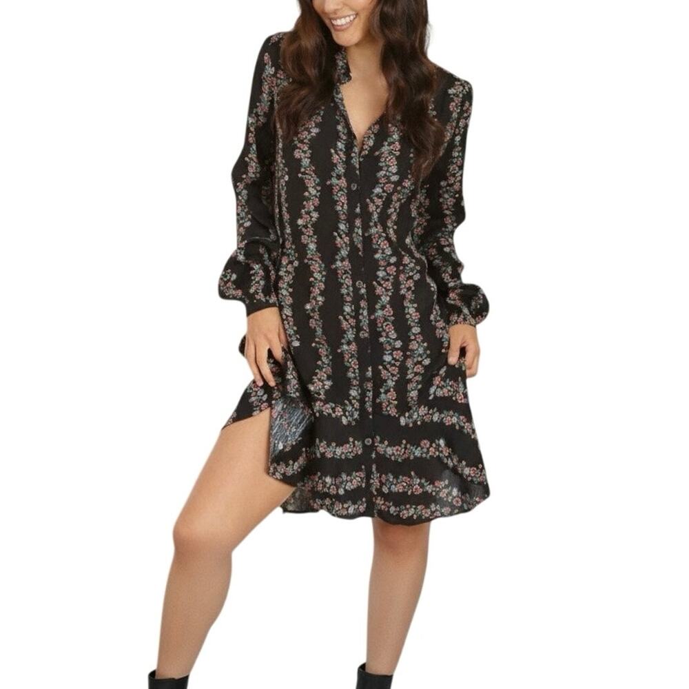 Free People Joyride Semi Sheer Floral Mini Dress - S